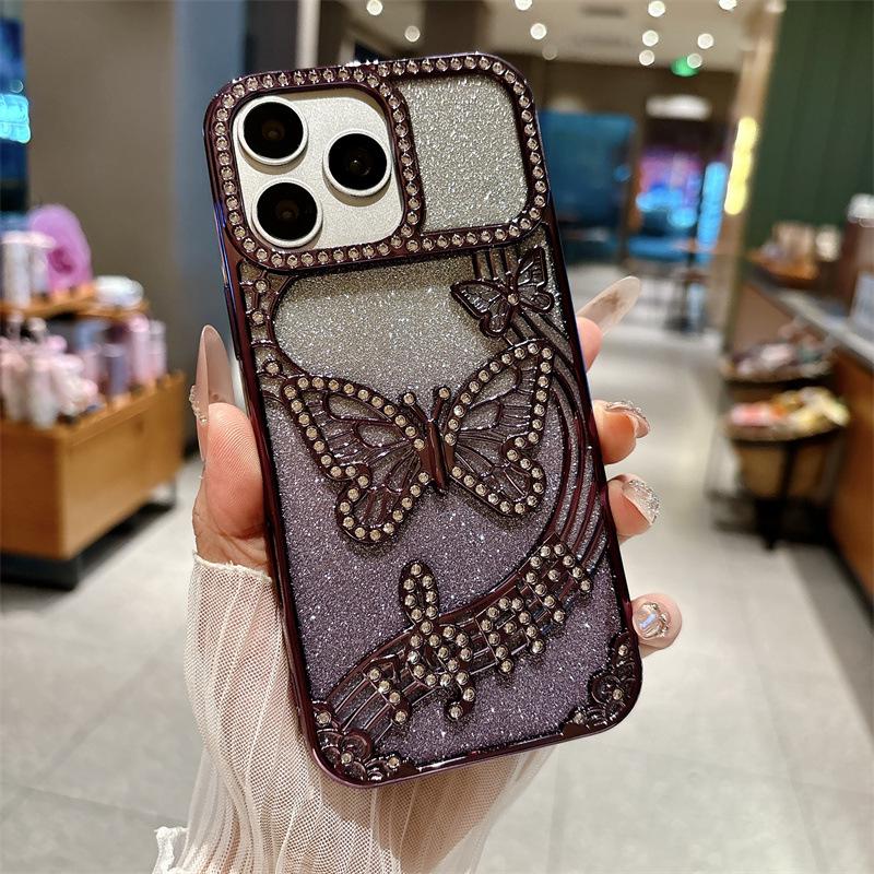 Luxury Cross Glitter Rhinestone Butterfly Case for Apple 17 Pro Max - Anti-Drop Design