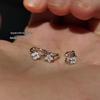 Ins Edge Four-Leaf Clover Micro-Inlaid Stud Ear Cuff Earrings: Shiny and Trendy Ear Bone Design
