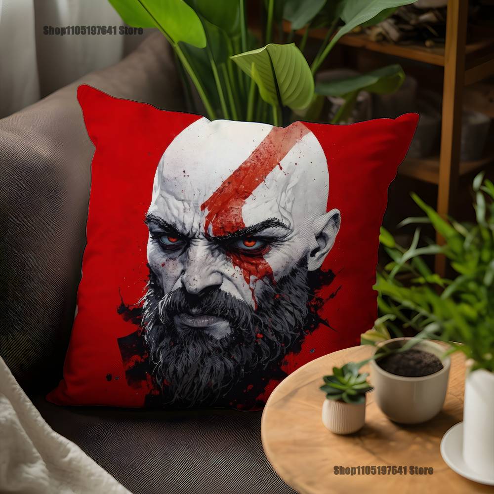 Game G-God Of W-War Kratos Pillow Case For Sofa Decor Car Office Room Printing Cushion Cover Decorations And Protector