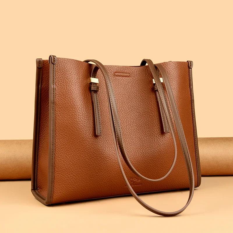 Luxury Designer Large Handbag For Women Brand Purse Female Genuine High Quality Leather Shoulder Bag Female Tote Bags New