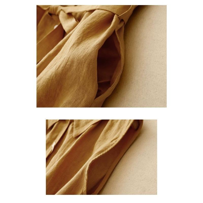 Elegant Loose Sleeveless Shirt Dress Women Summer Casual Long Dress with Tie Waist Design
