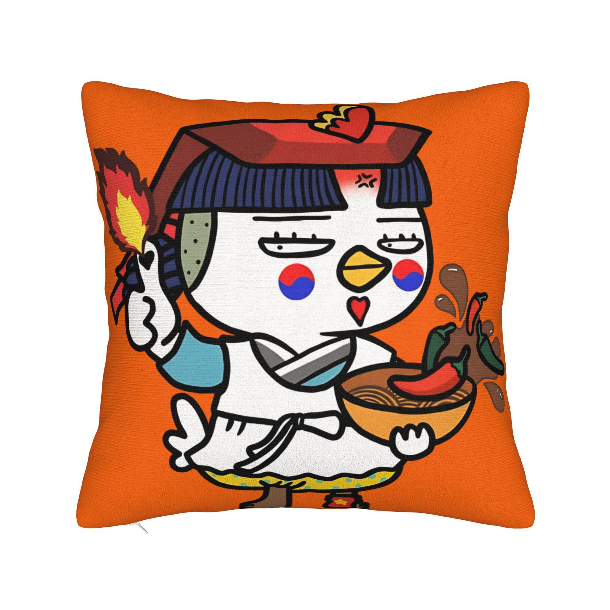 

Buldak Hot Spicy Chicken Pillow Cover Soft Cushion Cover Vintage Pillow Case For Sofa Bedroom Home Decor 20x20Inch
