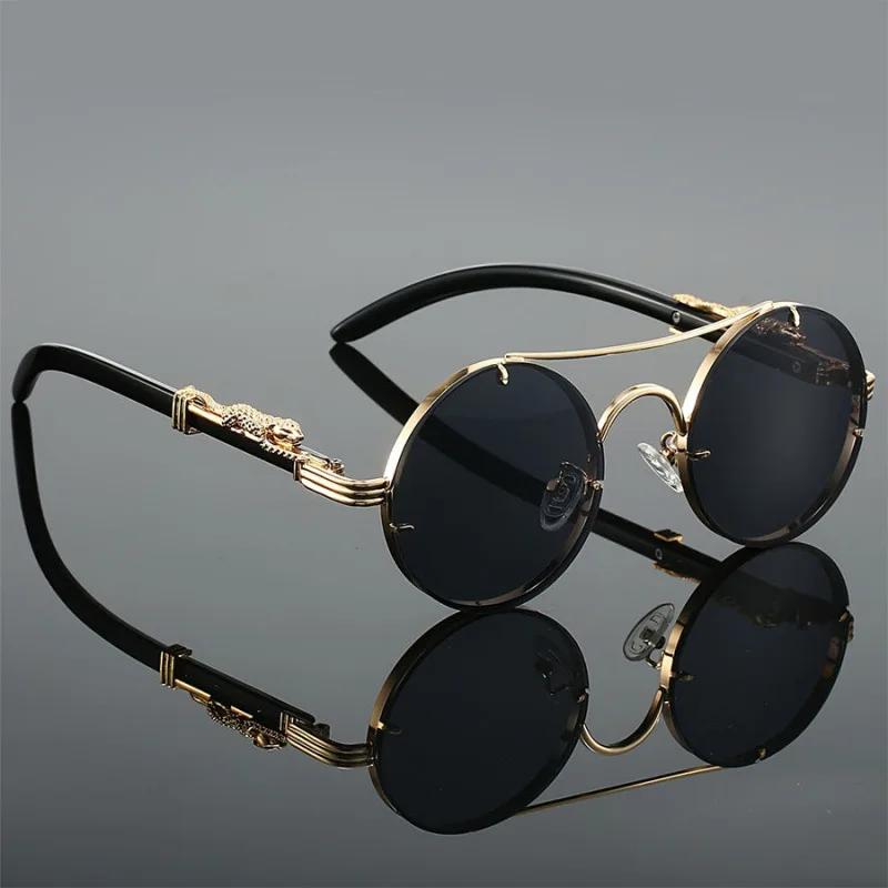 New Retro Imitation Wood Grain Women Sunglasses Men'S Round Travel Sun Glasses Women'S Fashion Trend Uv Protection Glasses