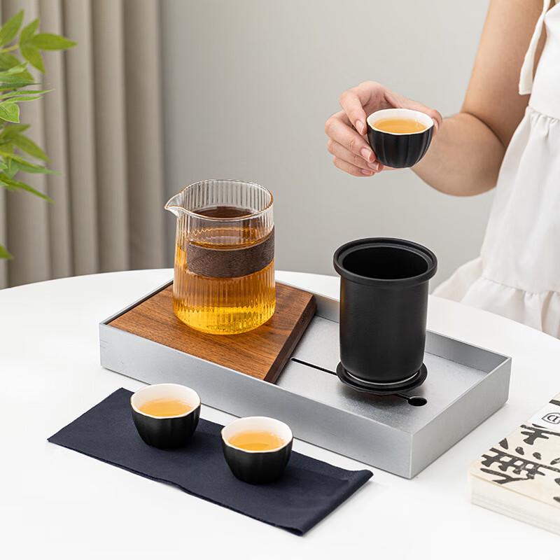 Zen Black Portable Ceramic Travel Tea Set