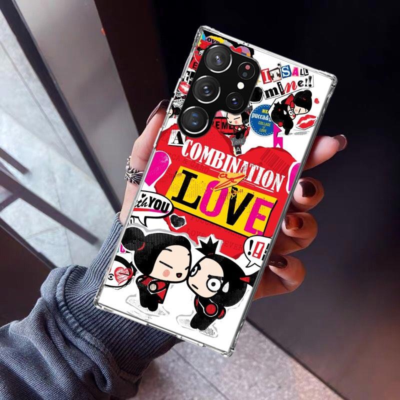 Cute Cartoon Pucca Garu Phone Case For Samsung Galaxy S23 S24 S25 Edge S26 Ultra S22 + S21 Plus S20 FE Cover Silicone Print Shel