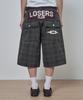 Lujeoseukeulleob Pantalon Bermuda en Coton Lavé à Carreaux Kaki
