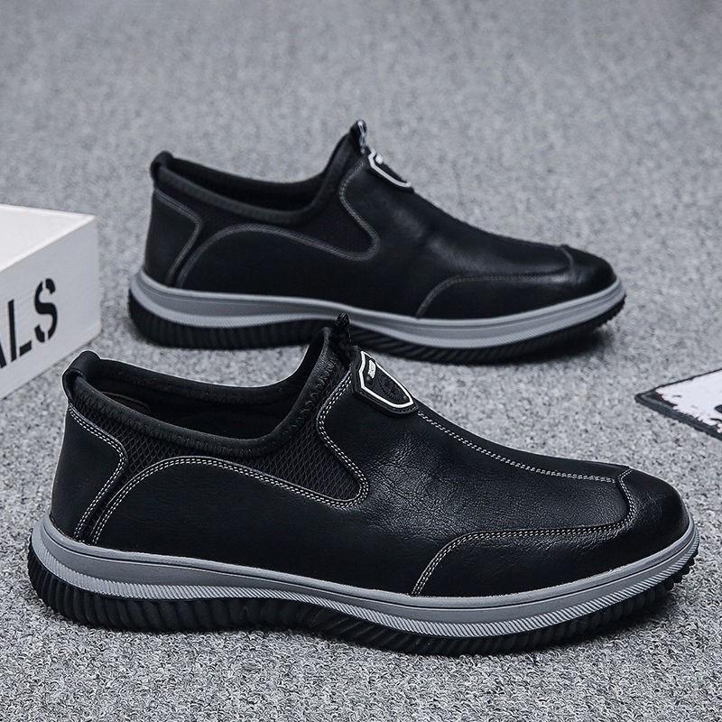

Leather casual shoes men s one-pedal shoes 2025 spring fashion socks men s shoes trendy leather shoes men 44