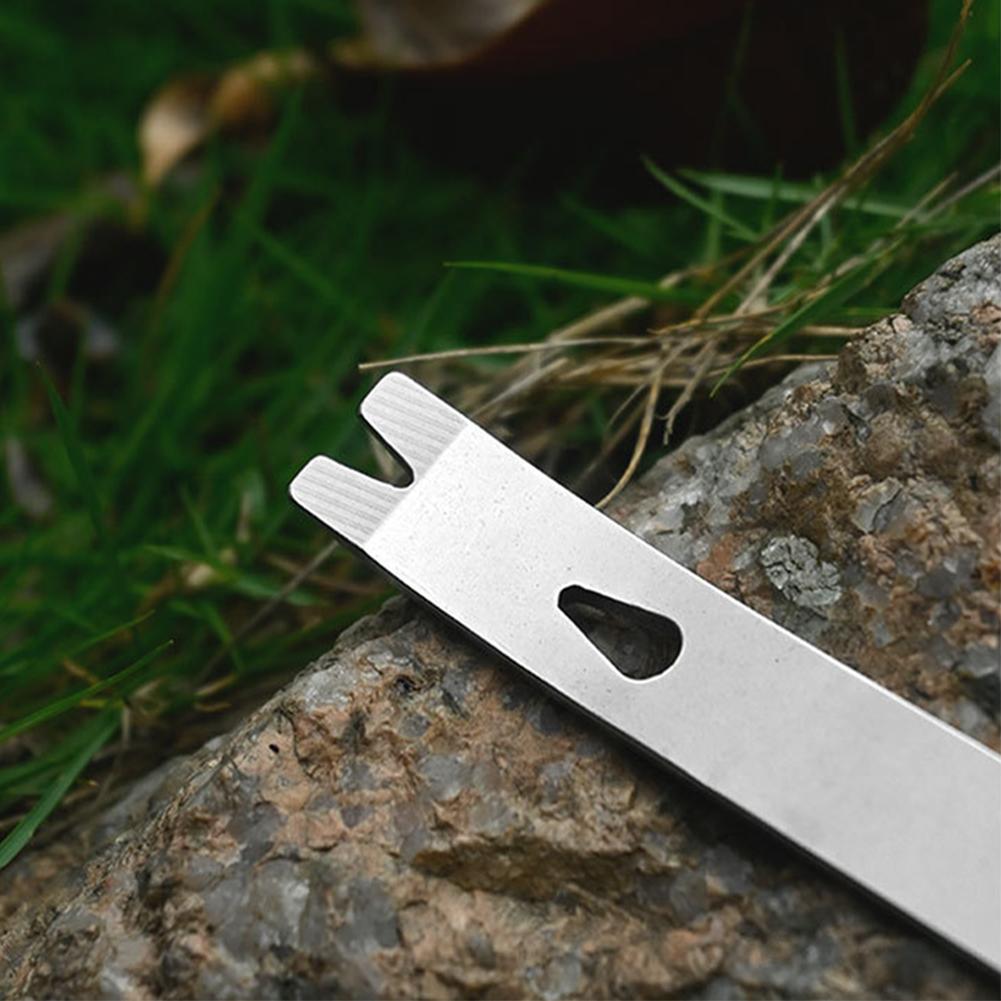 Multi-Function Stainless Steel Curved Pry Bar Scraper Wire Winder Outdoor Camping EDC Pocket Tool