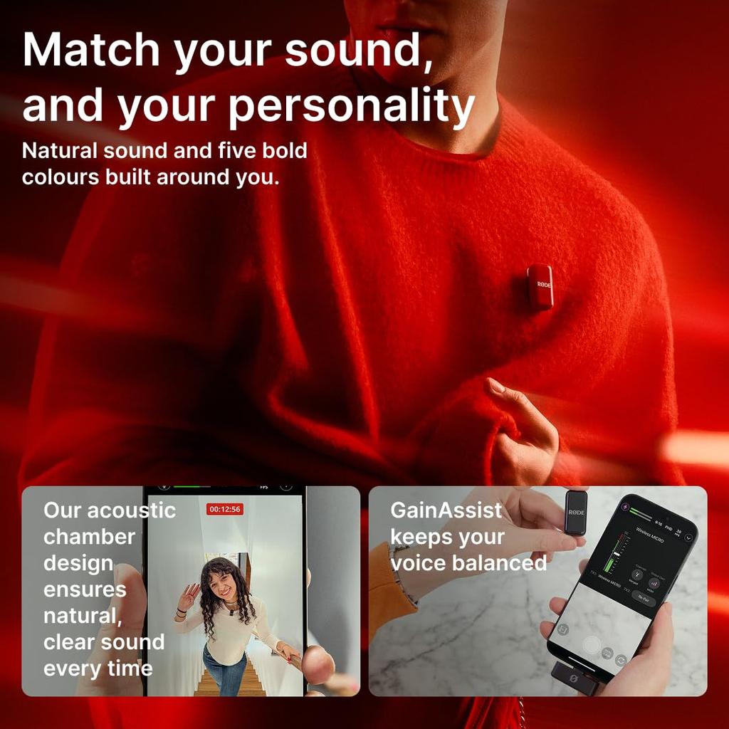 RODE Microphones Wireless Micro USB-C Black Ultra-Compact Microphone for Smartphones (USB-C Connection) WIMICROC