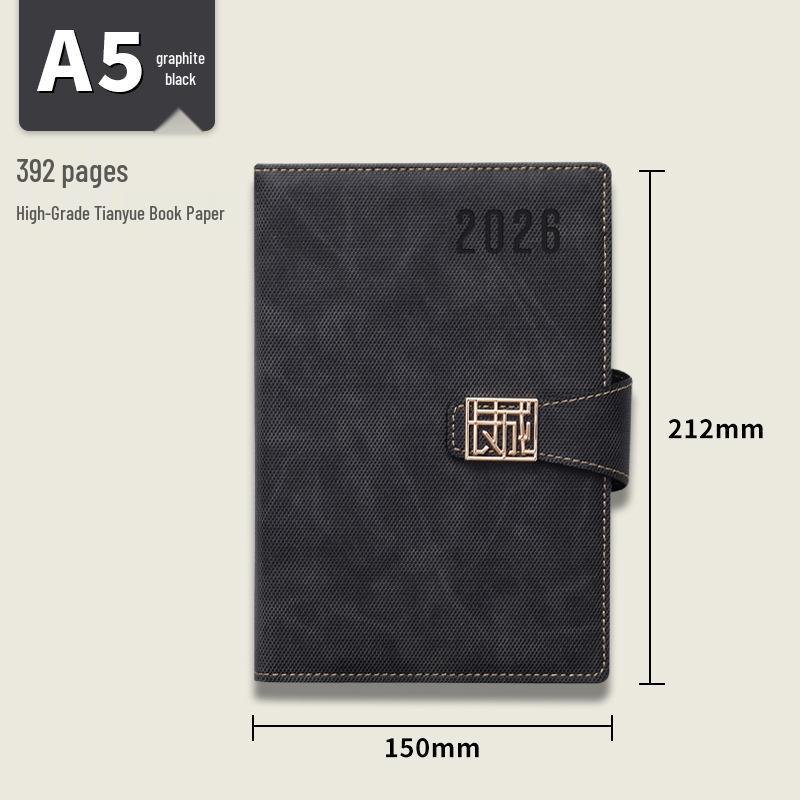 2026 Annual Planner with Elastic Band - Customizable Business Daily Schedule Notebook