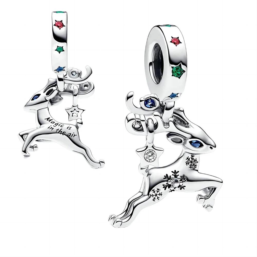 Hot Sale New 925 Sterlling Silver Santa Claus Christmas Tree Elk Socks Charm Pendant Fit Original Bracelets DIY Lady  Jewelry