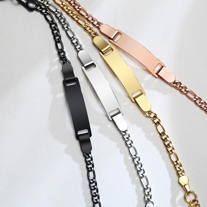 Titanium Steel 12+3cm Children Custom Engravable Statement Blank Bar Stainless Steel Adjustable Kids Bracelet Jewelry