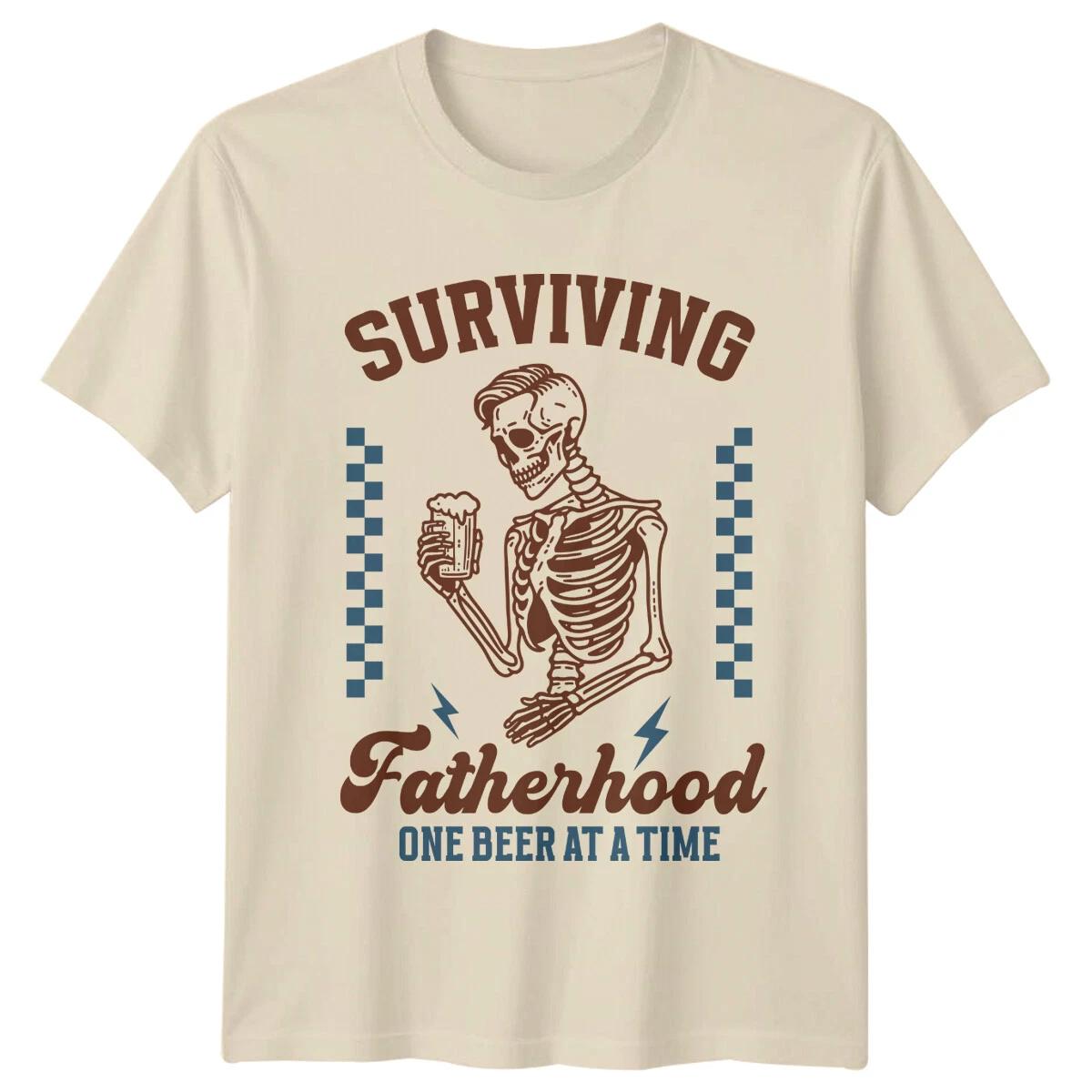 Surviving Fatherhood One Beer At A Time Skeleton Dad T-Shirt XXL