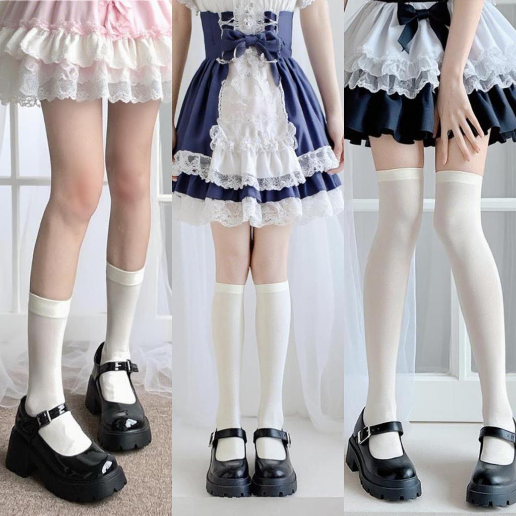 Velvet Calf Socks: Spring-Summer Women's Breathable Slimming Mid-Tube JK Lolita Stockings