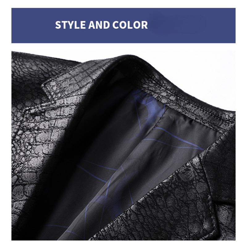 Leather Jacket Men's Autumn and Winter New Men's Soft Leather Suit Collar Jacket Jacket Men's Two-button Casual Leather Suit