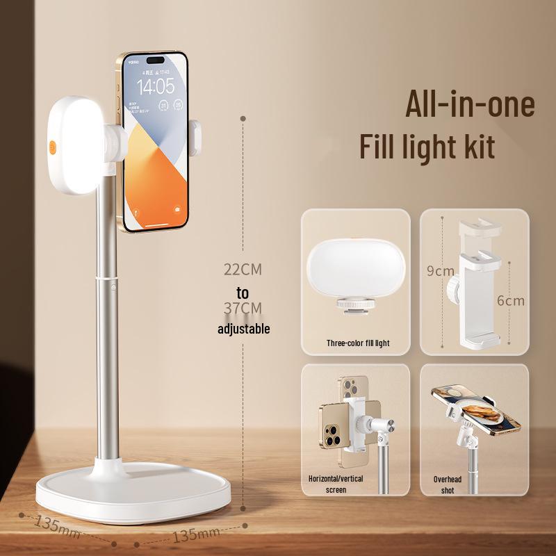 Soporte para teléfono móvil 2025: Soporte de Escritorio para Transmisión en Vivo y Selfies Cenitales, Uso Universal para TikTok y Videos.