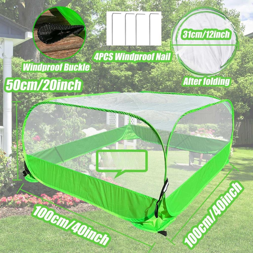 Pop Up Garden Mesh Plant Cover Outdoor Plant Pest Protector Guard Mesh Plant Enclosure Raised Bed Garden Bird for Fruits Vegetables Seedlings and