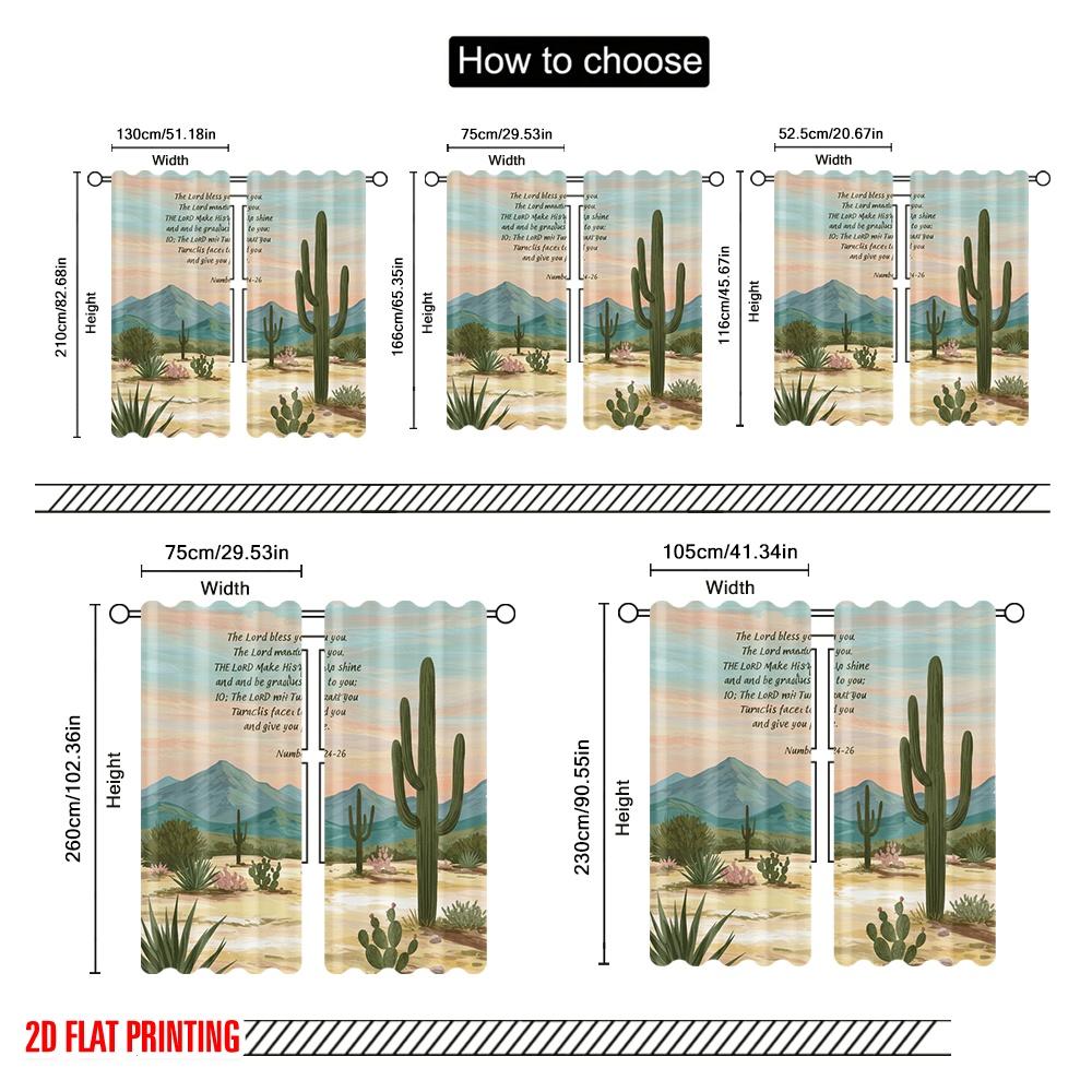 2pcs 2D flat printing Party Curtain Desert Blessing Landscape Polyester Without Electricity Festive Holiday Perfect for Home