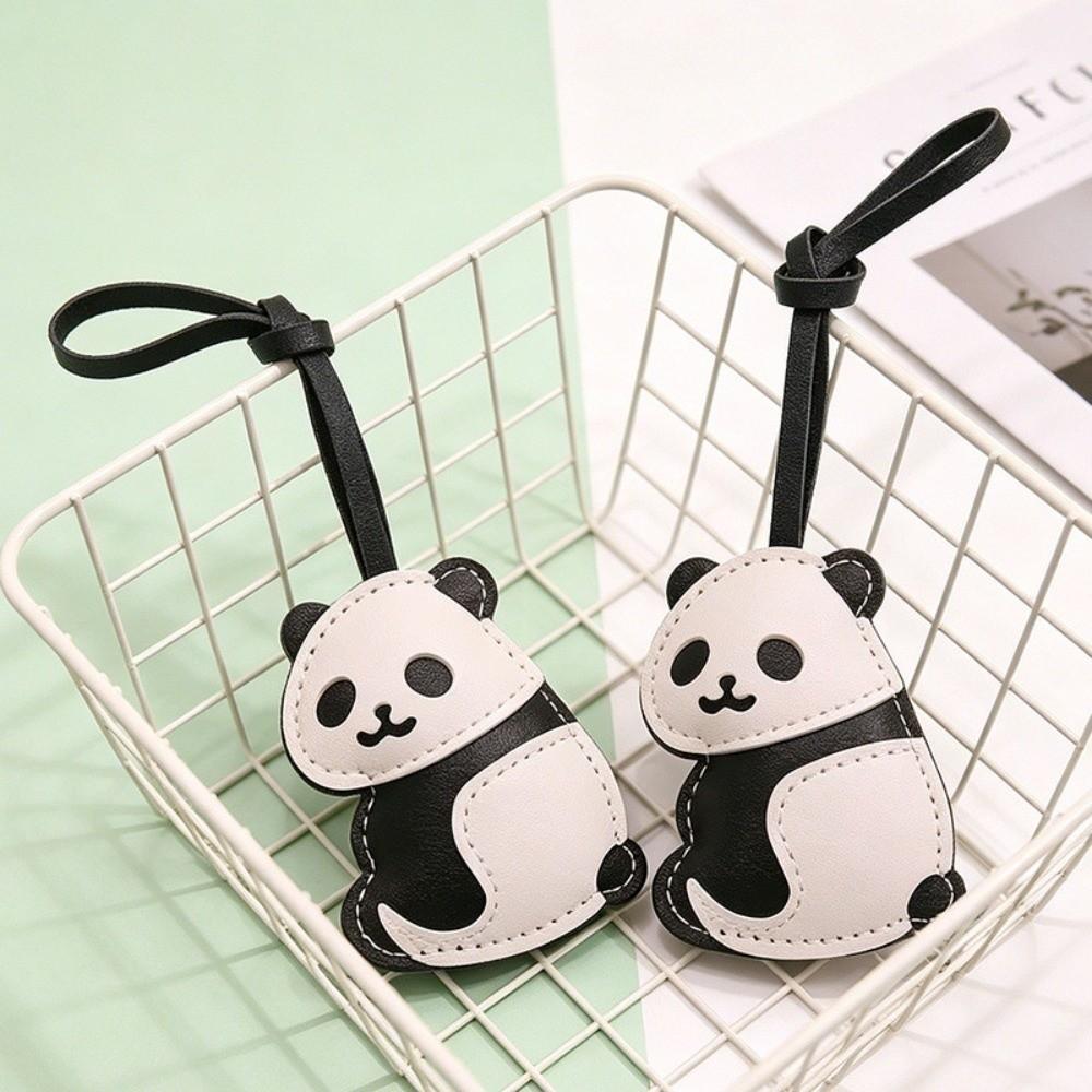 PU Leather Panda Pendant Lanyard Ornaments Bag Hanging Charms Trendy Panda Keychain Men