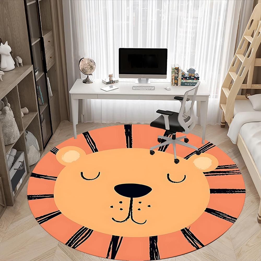 1pc Lion Face Office Round Rug, Non-slip, Soft and Durable Office Rug for Interior Decoration, Perfect for Office, Beautiful Decoration yy260312032