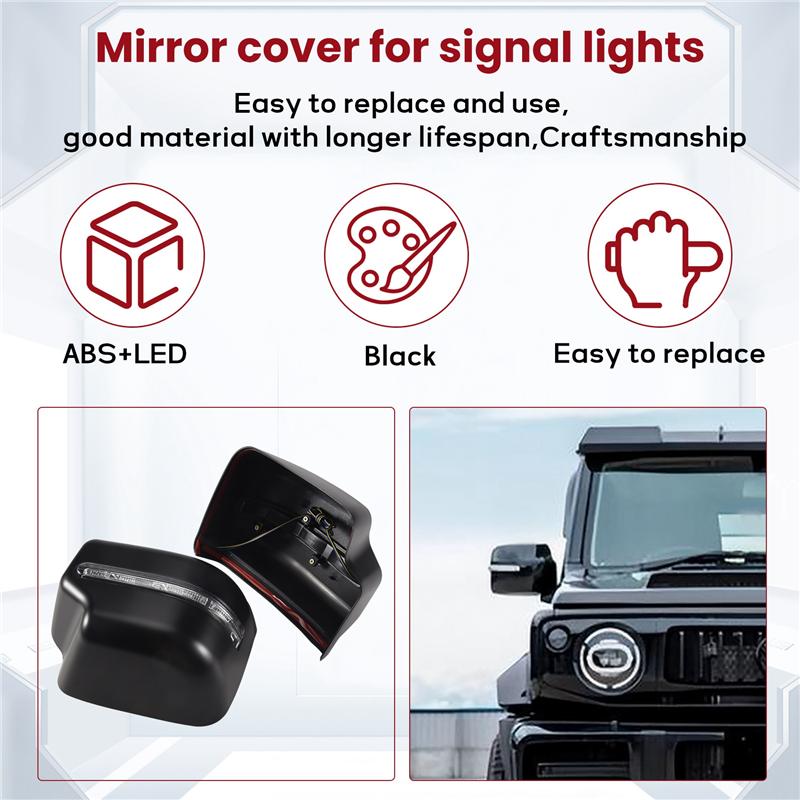 A51K-Car Rear View Mirror Cover Side Wing Mirror Cap Shell With Turn Signal Light For Suzuki Jimny Jb64 JB74 2018-