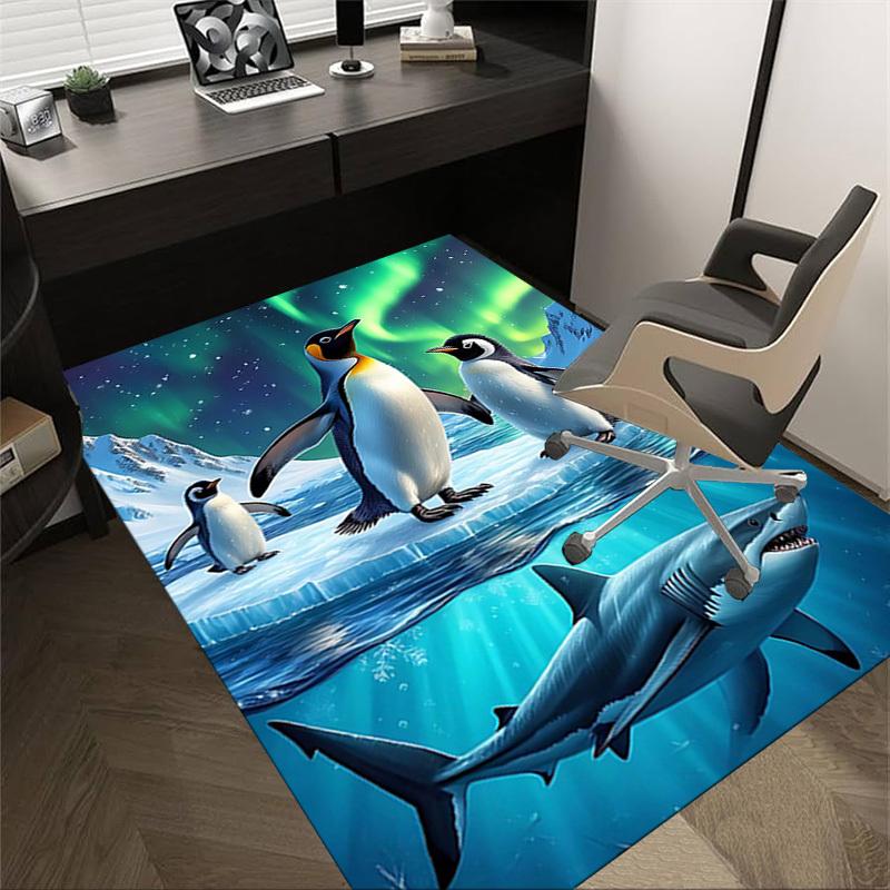 

1PC Penguins Shark Non-Slip Floor carpet, suitable for Office, bedroomand playrooms. It can also be used as a sofa footrest cover-T59 60cm by 90cm