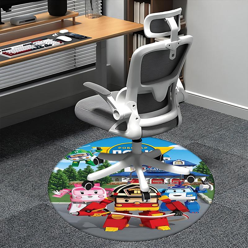 

Robocar Poli,Rescue Station Chair mat Round Rug Office carpet, Non slip, Suitable for Living Rooms, Bedrooms Decor.1205497a 80cm by 80cm
