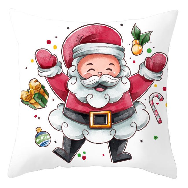 Cross-border Wholesale Christmas Pillow Covers Printed Holiday Sofa Car Pillow Waist Back Cushion Cover