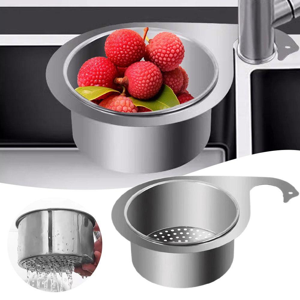 Stainless Steel Sink Drain Basket Kitchen Basin Organizer Filter Storage Shelf