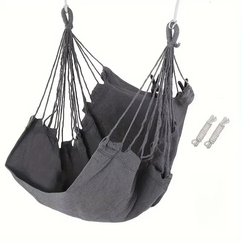 1 шт. Гамак-кресло-качалка из холщовой ткани - Портативное складное подвесное кресло-качели для общежития и использования на открытом воздухе