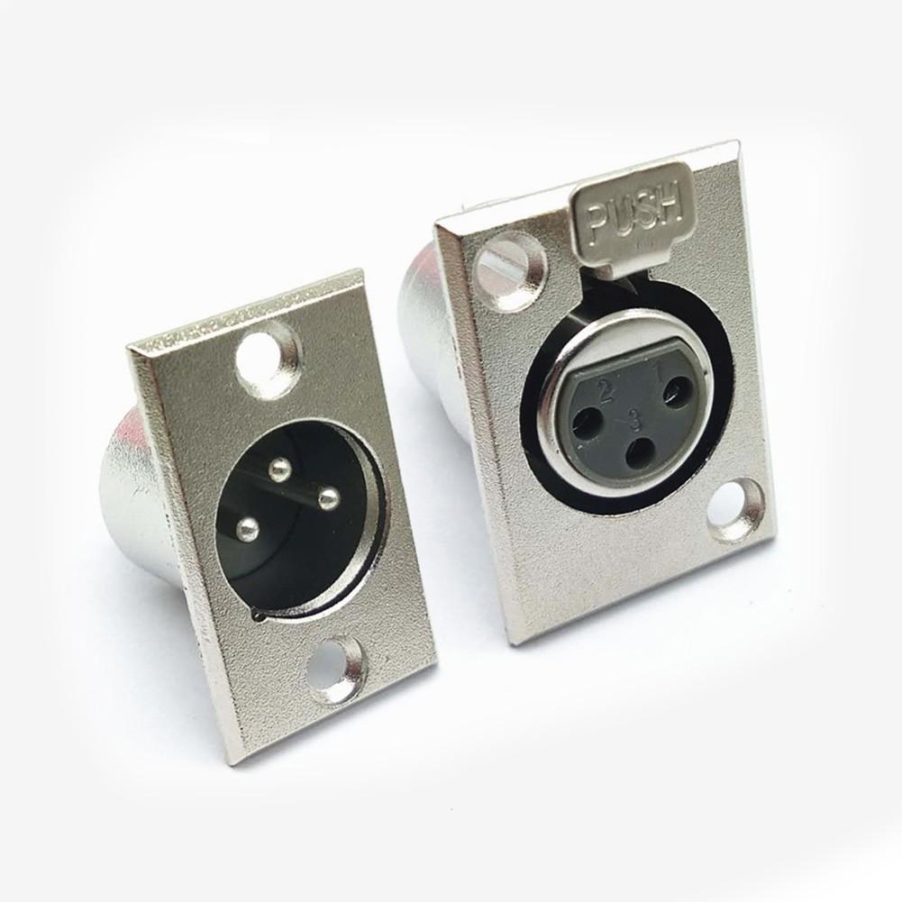 2pc XLR 3-Pin Male Female Alloy Socket Panel Mount Chassis Microphone Audio Conn