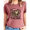 Single-piece women's short-sleeve shirt T Shirt Leopard print Apple teacher-themed casual crew neck sports top Suitable for wear in spring, summer,