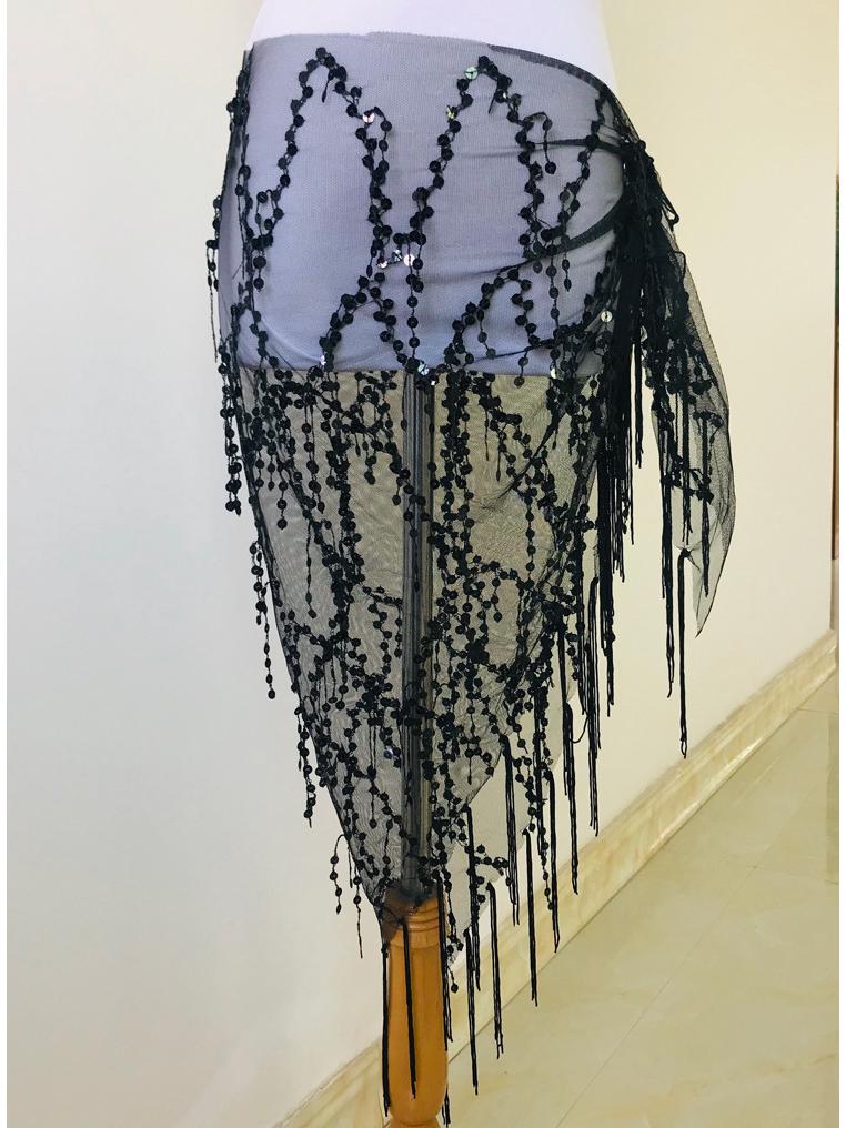 

Halloween Sequin Tassel Waist Chain Scarf for Belly Dance Beginners чёрный