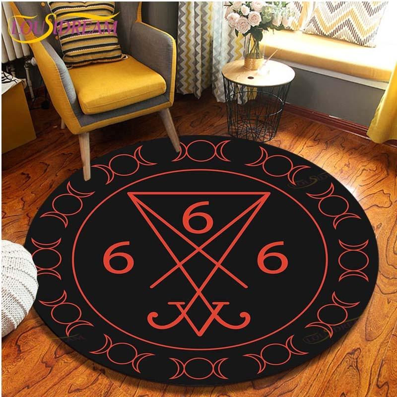 Satan Skull 3D Print Waterproof and Non-slip Circle Cute Floor Rug Round Area Rugs Living Room Children Chair Tent Carpets