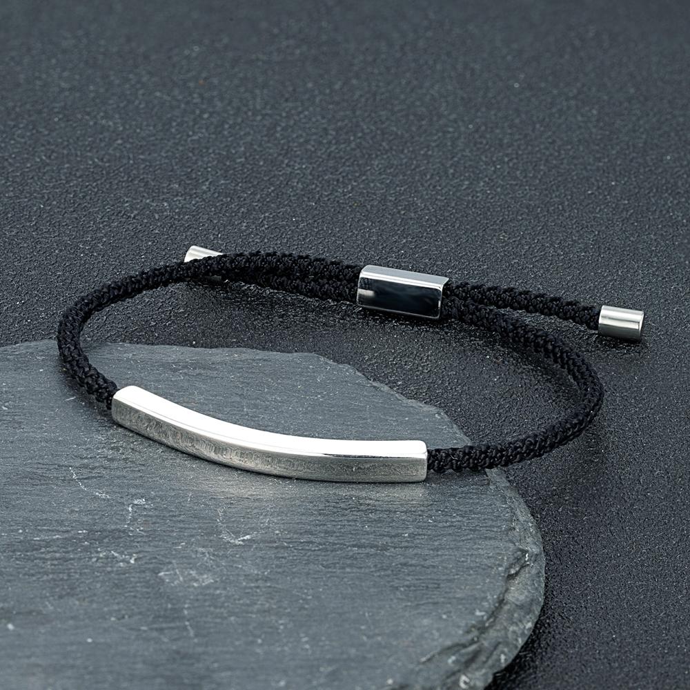 Men Women Punk SOS Custom Engrave Text Adjustable Thin Rope Bracelet customize Stainless Steel ID Bracelet