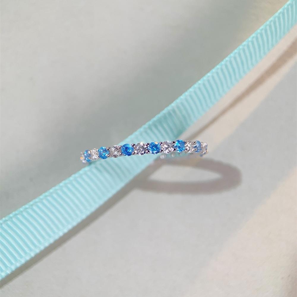 2022 High Carbon Diamond S925 Sterling Silver Zircon Ring for Women - Stylish Inter-Diamond Design
