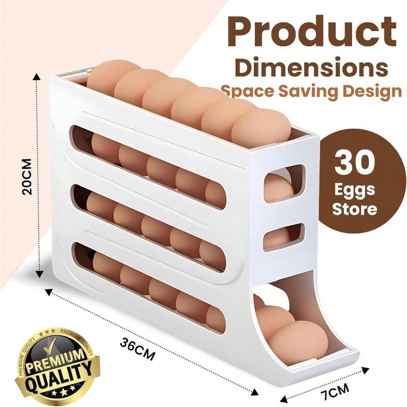 Eggs Refrigerator Holder - Automatic Rolling Refrigerator Egg Organiser, Space Saving Egg Dispenser Holder