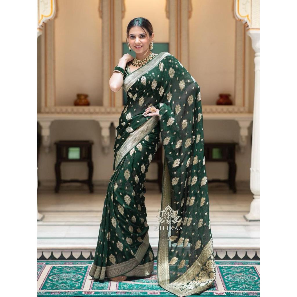 Stylish Wedding Sarre for Women ,Blouse (Need To Be Stitched As Per Size And Fit)