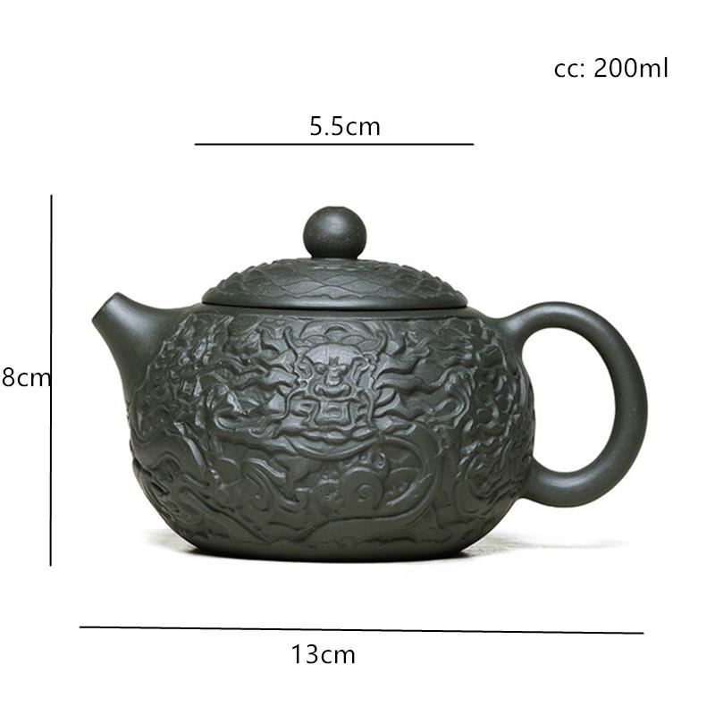 

200ml Chinese Yixing Xishi Tea Pot Hand Carving Purple Clay Kettle Customized Dragon Pattern Beauty Tea Infuser Zisha Teapot зелёный