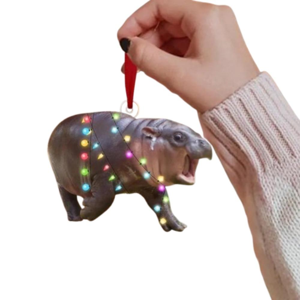 Moo Deng Hippopotamus Hanging Pendant Pygmy Hippo Car Haning Pendants  Party