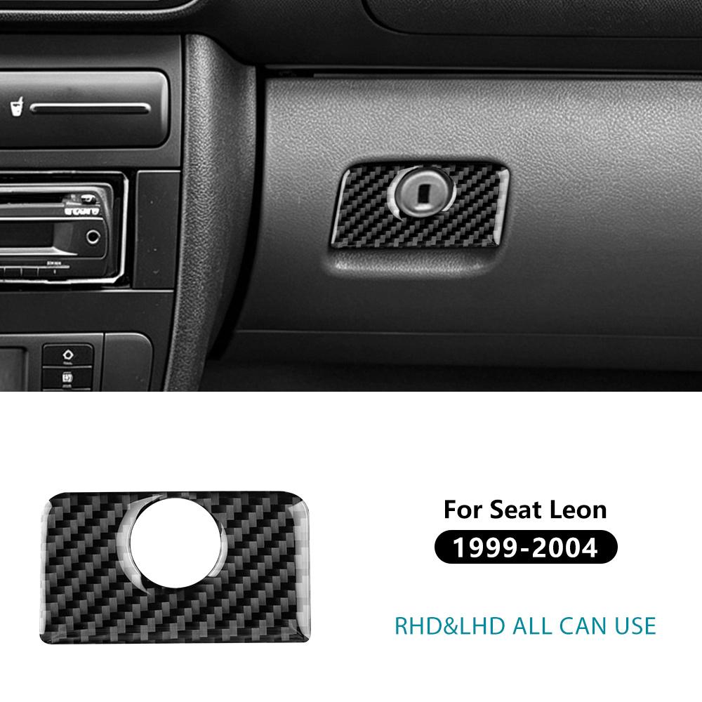 Real Soft Carbon Fiber for SEAT Leon 1999 2000 2001 2002 2003 2004 Passenger Glove Box Button Trim Sticker Interior Accessories