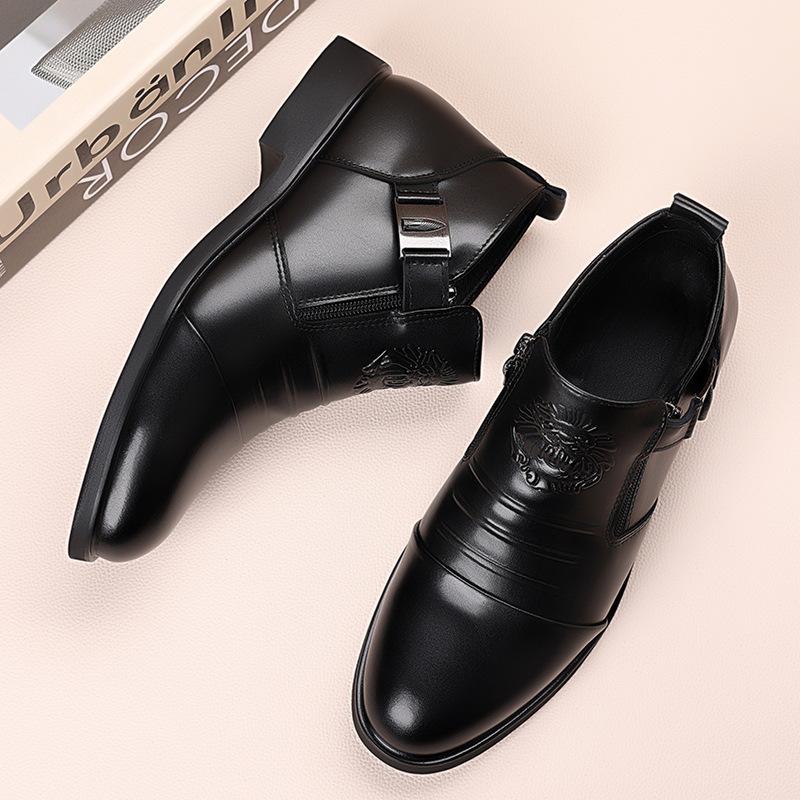High Top Men Shoes Autumn Men's Casual Leather Shoes Double Sided Zippered Boots Man Chelsea Boots