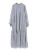 Beams Heart Sheer Tiered Dress, Women's, Greyish Blue, One Size