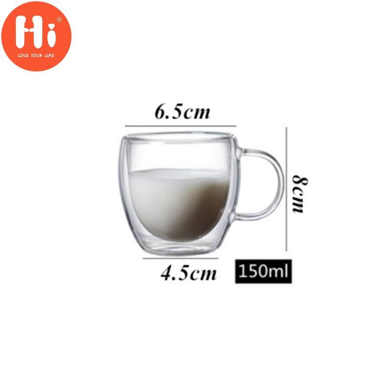 Hi Double Wall Glass Tea Cup Heat Resistant Coffee Milk Mug Transparent Water Drinking Cup