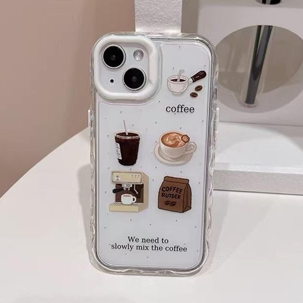 New Model of Mobile Phone Case for Apple Mobile Phone Case with Stand Heat Transfer Simple Cartoon Cute Female Mobile Phone Case