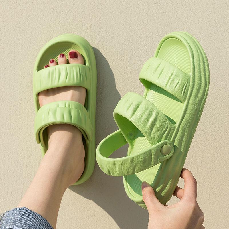 Dámské univerzální luxusní plážové pantofle vysoké hodnoty – Trendy, protiskluzové, pro venkovní nošení, design celebrit ve dvojím stylu