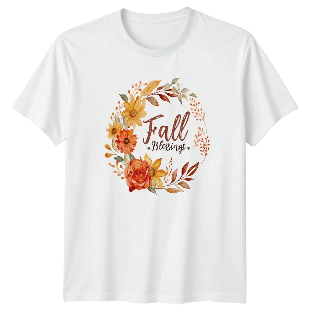 Fall Blessings Unisexs TShirt Autumn Floral Seasonal S