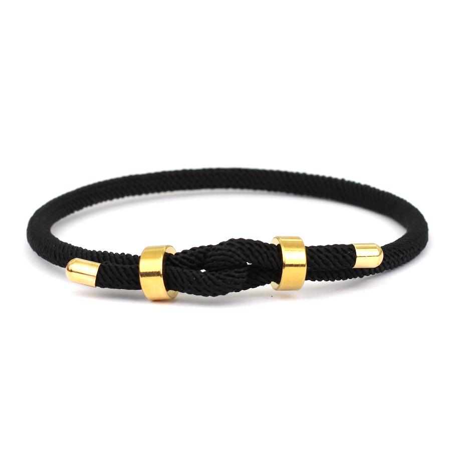 

New Adjustable String Bracelet Luxury Gold Color Stainless Steel Buckle Charm Braslet Accesorios Hombre Locomotive Jewelry чёрный
