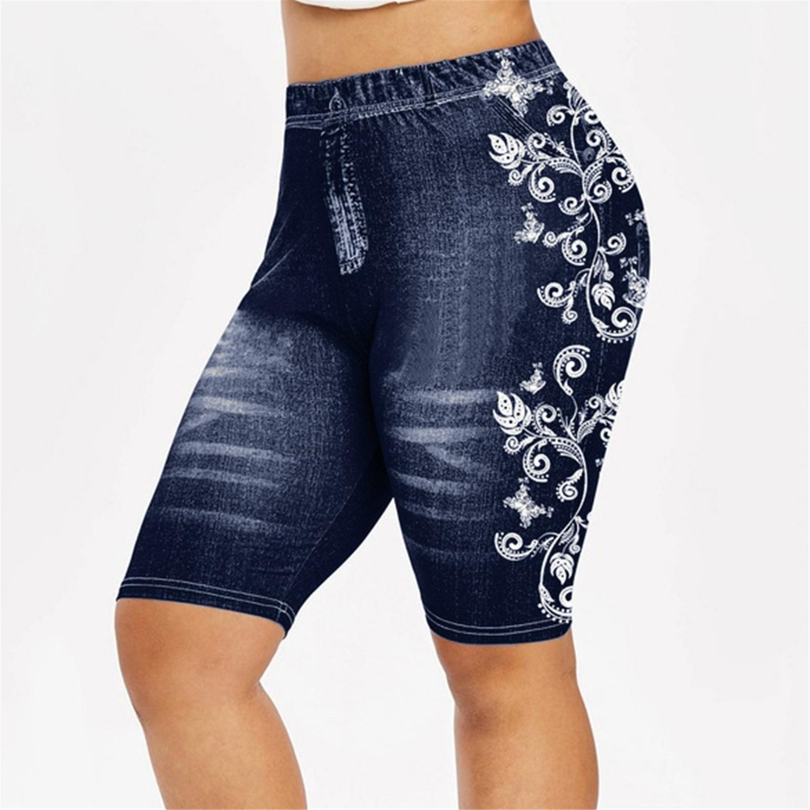 

Женские укороченные джинсы с высокой талией больших размеров, джинсовые эластичные шорты, джинсовые брюки XXXXL