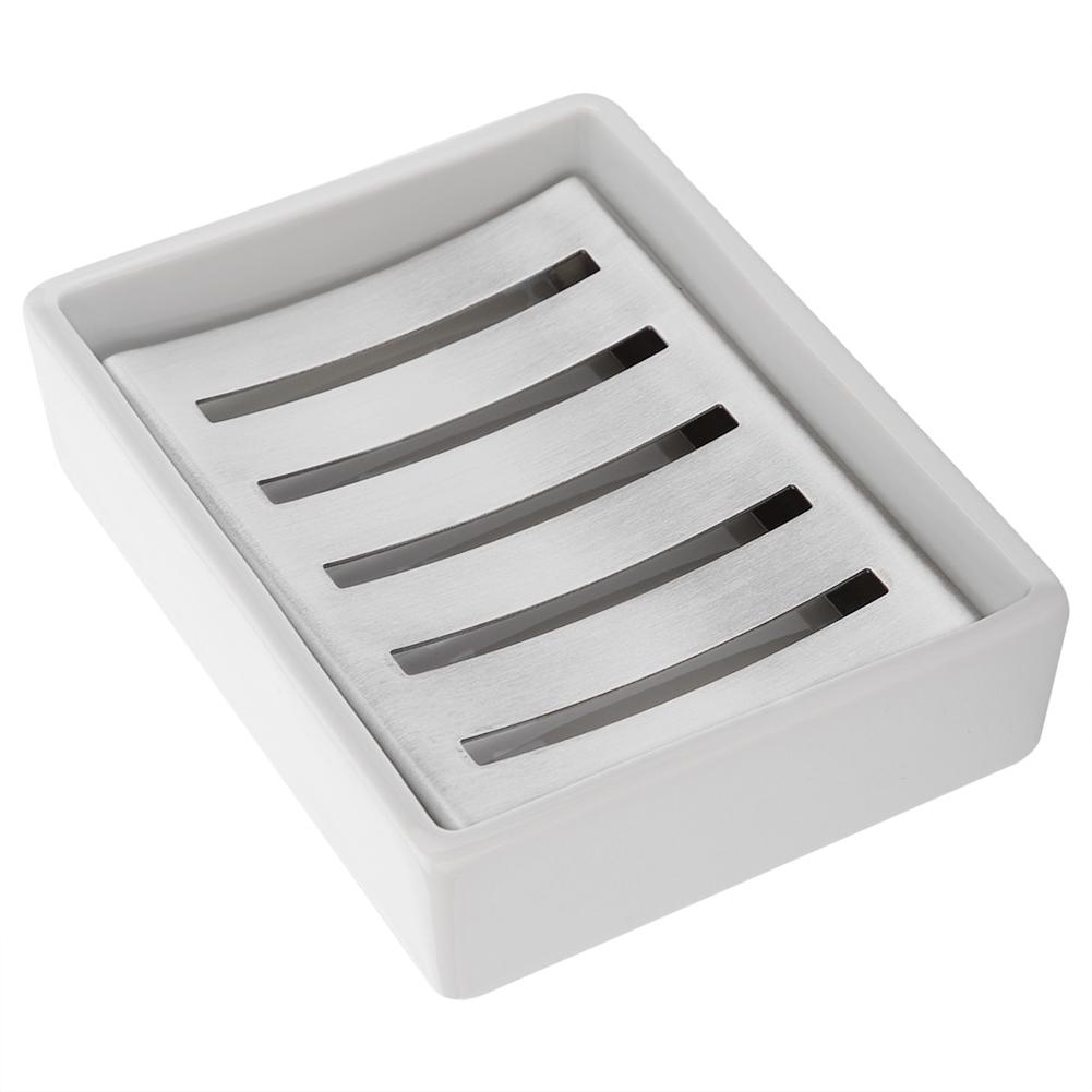304 Stainless Steel Soap Case Holder Ceramic Soap Container for Bathroom Kitchen Use